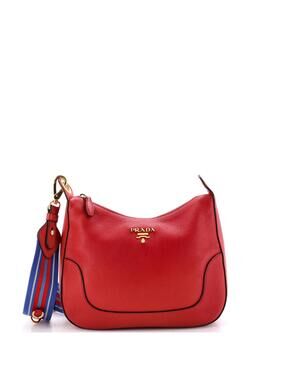 Prada Striped Strap Zip Hobo Vitello #239674P16B